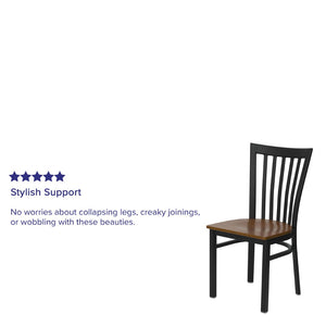 English Elm HERCULES Classic Heavy-Duty Metal School House Chair for Dining, Café, and Restaurant Use Cherry Wood Seat/Black Metal Frame XU-DG6Q4BSCH-CHYW-GG