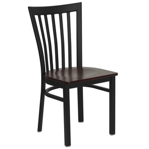 English Elm HERCULES Classic Heavy-Duty Metal School House Chair for Dining, Café, and Restaurant Use Mahogany Wood Seat/Black Metal Frame XU-DG6Q4BSCH-MAHW-GG