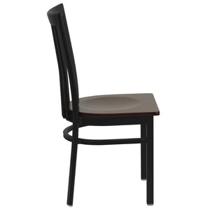 English Elm HERCULES Classic Heavy-Duty Metal School House Chair for Dining, Café, and Restaurant Use Mahogany Wood Seat/Black Metal Frame XU-DG6Q4BSCH-MAHW-GG