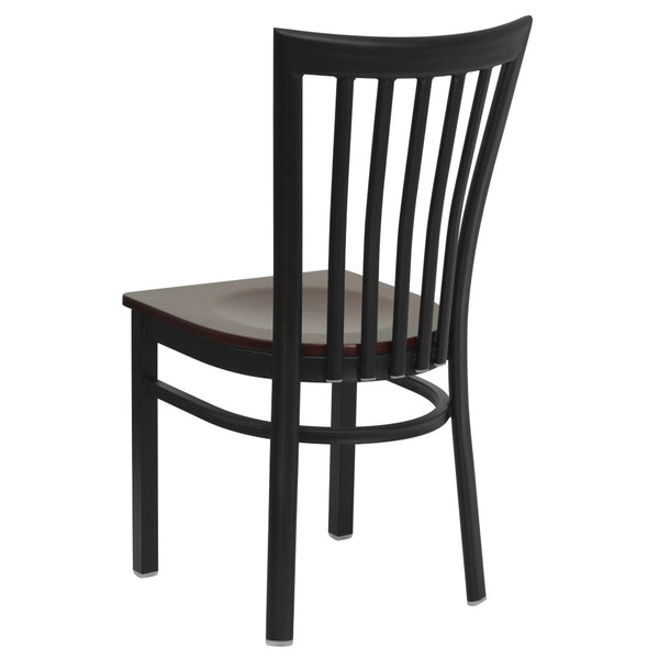 English Elm HERCULES Classic Heavy-Duty Metal School House Chair for Dining, Café, and Restaurant Use Mahogany Wood Seat/Black Metal Frame XU-DG6Q4BSCH-MAHW-GG