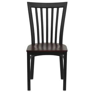 English Elm HERCULES Classic Heavy-Duty Metal School House Chair for Dining, Café, and Restaurant Use Mahogany Wood Seat/Black Metal Frame XU-DG6Q4BSCH-MAHW-GG