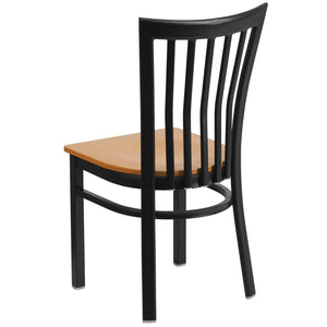 English Elm HERCULES Classic Heavy-Duty Metal School House Chair for Dining, Café, and Restaurant Use Natural Wood Seat/Black Metal Frame XU-DG6Q4BSCH-NATW-GG