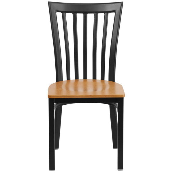English Elm HERCULES Classic Heavy-Duty Metal School House Chair for Dining, Café, and Restaurant Use Natural Wood Seat/Black Metal Frame XU-DG6Q4BSCH-NATW-GG