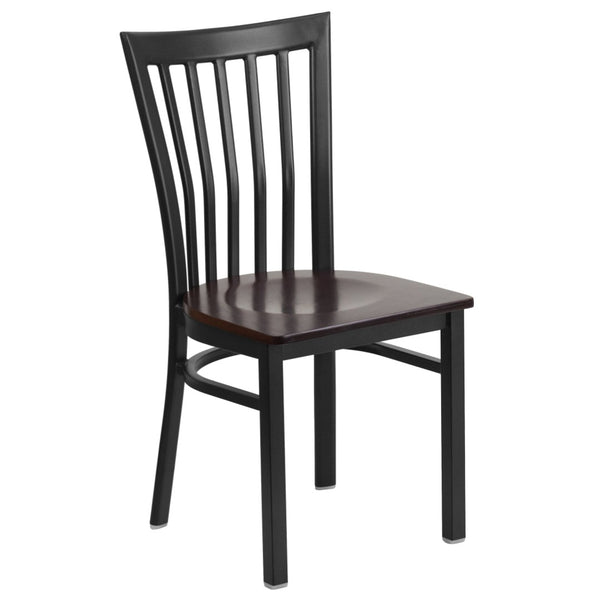English Elm HERCULES Classic Heavy-Duty Metal School House Chair for Dining, Café, and Restaurant Use Walnut Wood Seat/Black Metal Frame XU-DG6Q4BSCH-WALW-GG