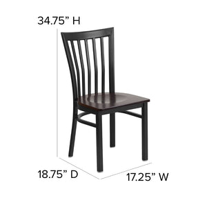 English Elm HERCULES Classic Heavy-Duty Metal School House Chair for Dining, Café, and Restaurant Use Walnut Wood Seat/Black Metal Frame XU-DG6Q4BSCH-WALW-GG