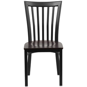 English Elm HERCULES Classic Heavy-Duty Metal School House Chair for Dining, Café, and Restaurant Use Walnut Wood Seat/Black Metal Frame XU-DG6Q4BSCH-WALW-GG