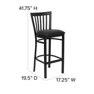 English Elm HERCULES Series Durable Metal Barstool with Comfortable Padded Seat for Restaurants and Home Use Black Vinyl Seat/Black Metal Frame XU-DG6R8BSCH-BAR-BLKV-GG