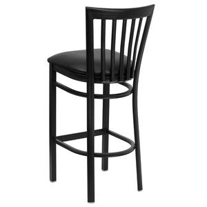 English Elm HERCULES Series Durable Metal Barstool with Comfortable Padded Seat for Restaurants and Home Use Black Vinyl Seat/Black Metal Frame XU-DG6R8BSCH-BAR-BLKV-GG
