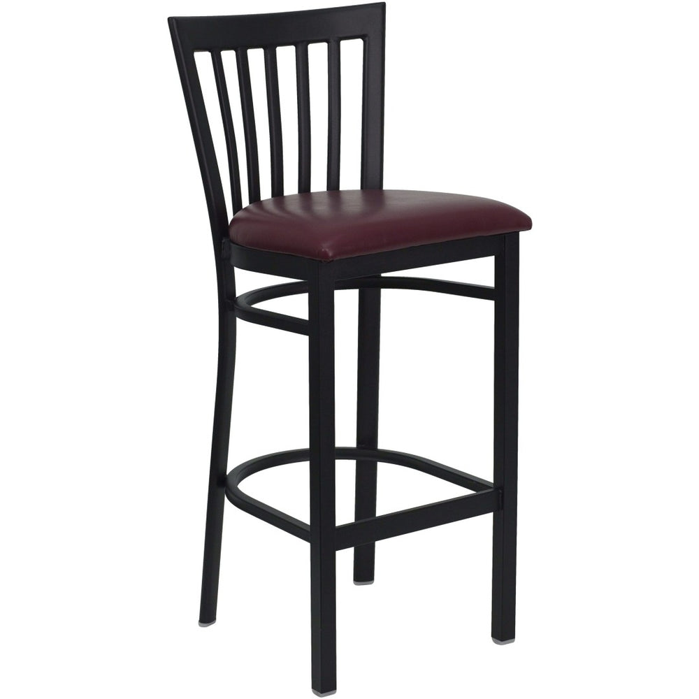 English Elm HERCULES Series Durable Metal Barstool with Comfortable Padded Seat for Restaurants and Home Use Burgundy Vinyl Seat/Black Metal Frame XU-DG6R8BSCH-BAR-BURV-GG