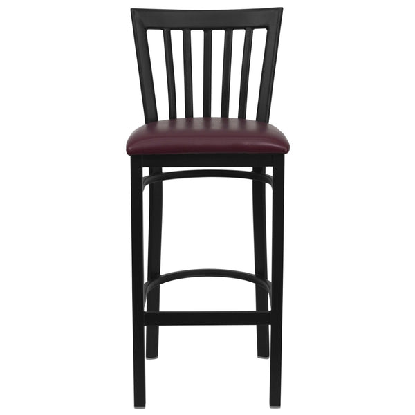 English Elm HERCULES Series Durable Metal Barstool with Comfortable Padded Seat for Restaurants and Home Use Burgundy Vinyl Seat/Black Metal Frame XU-DG6R8BSCH-BAR-BURV-GG