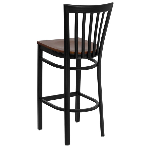 English Elm HERCULES Series Durable Metal Barstool with Comfortable Padded Seat for Restaurants and Home Use Cherry Wood Seat/Black Metal Frame XU-DG6R8BSCH-BAR-CHYW-GG