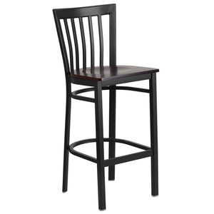 English Elm HERCULES Series Durable Metal Barstool with Comfortable Padded Seat for Restaurants and Home Use Walnut Wood Seat/Black Metal Frame XU-DG6R8BSCH-BAR-WALW-GG