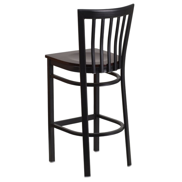 English Elm HERCULES Series Durable Metal Barstool with Comfortable Padded Seat for Restaurants and Home Use Walnut Wood Seat/Black Metal Frame XU-DG6R8BSCH-BAR-WALW-GG