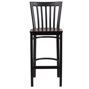 English Elm HERCULES Series Durable Metal Barstool with Comfortable Padded Seat for Restaurants and Home Use Walnut Wood Seat/Black Metal Frame XU-DG6R8BSCH-BAR-WALW-GG