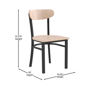 English Elm Wright Commercial Dining Chair - Durable Steel Frame, Comfortable Vinyl Seat, Modern Boomerang Design Natural Birch XU-DG6V5B-NAT-GG