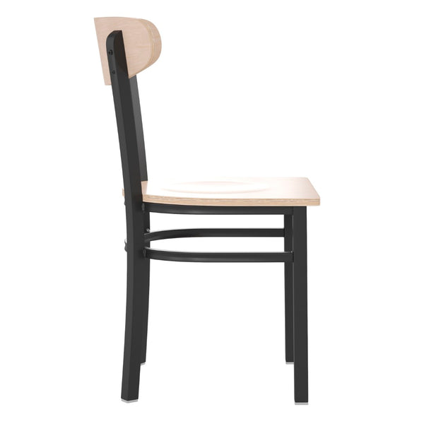 English Elm Wright Commercial Dining Chair - Durable Steel Frame, Comfortable Vinyl Seat, Modern Boomerang Design Natural Birch XU-DG6V5B-NAT-GG