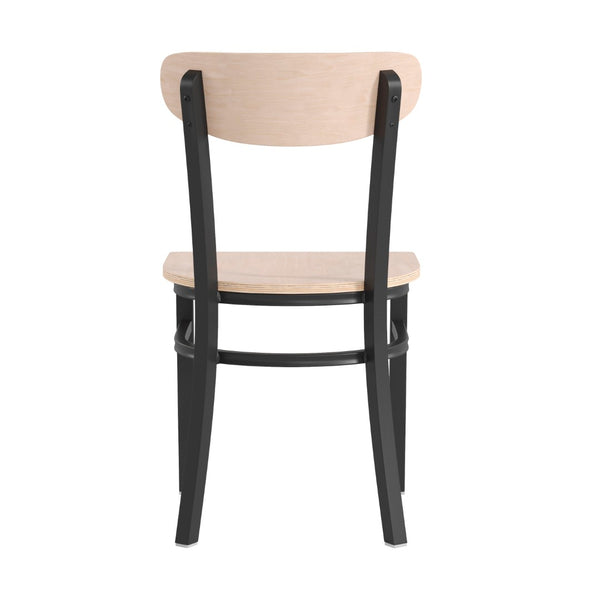 English Elm Wright Commercial Dining Chair - Durable Steel Frame, Comfortable Vinyl Seat, Modern Boomerang Design Natural Birch XU-DG6V5B-NAT-GG