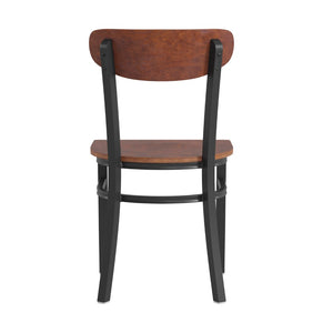 English Elm Wright Commercial Dining Chair - Durable Steel Frame, Comfortable Vinyl Seat, Modern Boomerang Design Walnut XU-DG6V5B-WAL-GG