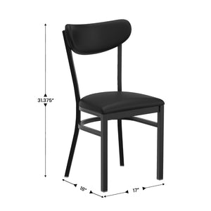 English Elm Wright Commercial Dining Chair - 500 LB Capacity Black Steel, Stylish Vinyl Boomerang Back Design XU-DG6V5BKV-BK-GG