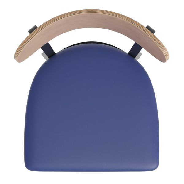 English Elm Wright Commercial Dining Chair - Durable Steel Frame, Comfortable Vinyl Seat, Modern Boomerang Design Natural Birch Wood Back/Blue Vinyl Seat XU-DG6V5BLV-NAT-GG