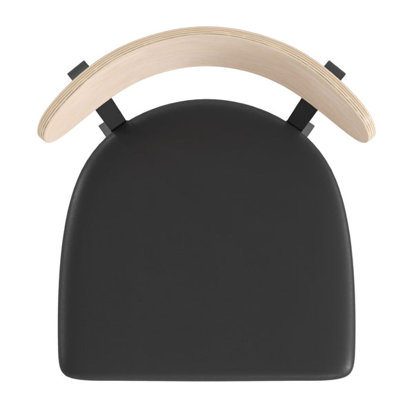 English Elm Wright Commercial Dining Chair - Durable Steel Frame, Comfortable Vinyl Seat, Modern Boomerang Design Natural Birch Wood Back/Black Vinyl Seat XU-DG6V5BV-NAT-GG