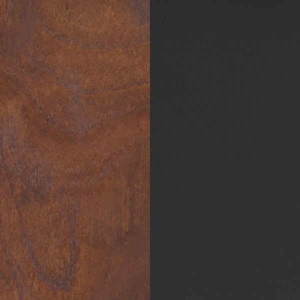 English Elm Wright Commercial Dining Chair - Durable Steel Frame, Comfortable Vinyl Seat, Modern Boomerang Design Walnut Wood Back/Black Vinyl Seat XU-DG6V5BV-WAL-GG