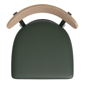 English Elm Wright Commercial Dining Chair - Durable Steel Frame, Comfortable Vinyl Seat, Modern Boomerang Design Natural Birch Wood Back/Green Vinyl Seat XU-DG6V5GNV-NAT-GG