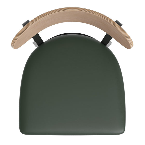 English Elm Wright Commercial Dining Chair - Durable Steel Frame, Comfortable Vinyl Seat, Modern Boomerang Design Natural Birch Wood Back/Green Vinyl Seat XU-DG6V5GNV-NAT-GG