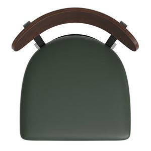 English Elm Wright Commercial Dining Chair - Durable Steel Frame, Comfortable Vinyl Seat, Modern Boomerang Design Walnut Wood Back/Green Vinyl Seat XU-DG6V5GNV-WAL-GG