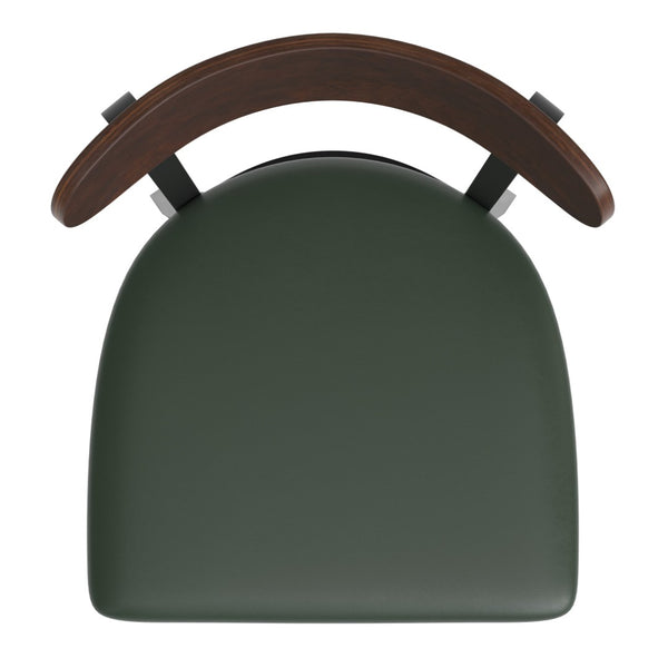 English Elm Wright Commercial Dining Chair - Durable Steel Frame, Comfortable Vinyl Seat, Modern Boomerang Design Walnut Wood Back/Green Vinyl Seat XU-DG6V5GNV-WAL-GG