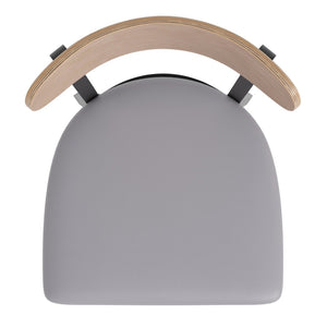 English Elm Wright Commercial Dining Chair - Durable Steel Frame, Comfortable Vinyl Seat, Modern Boomerang Design Natural Birch Wood Back/Gray Vinyl Seat XU-DG6V5GYV-NAT-GG