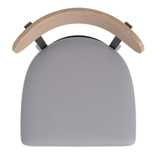 English Elm Wright Commercial Dining Chair - Durable Steel Frame, Comfortable Vinyl Seat, Modern Boomerang Design Natural Birch Wood Back/Gray Vinyl Seat XU-DG6V5GYV-NAT-GG