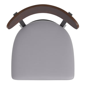 English Elm Wright Commercial Dining Chair - Durable Steel Frame, Comfortable Vinyl Seat, Modern Boomerang Design Walnut Wood Back/Gray Vinyl Seat XU-DG6V5GYV-WAL-GG