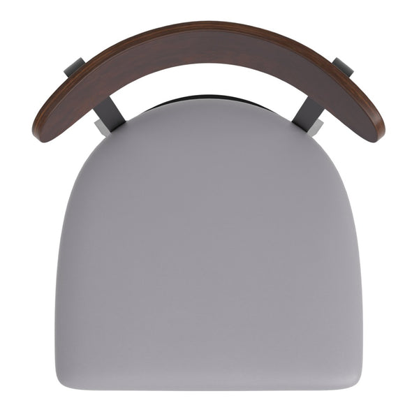 English Elm Wright Commercial Dining Chair - Durable Steel Frame, Comfortable Vinyl Seat, Modern Boomerang Design Walnut Wood Back/Gray Vinyl Seat XU-DG6V5GYV-WAL-GG