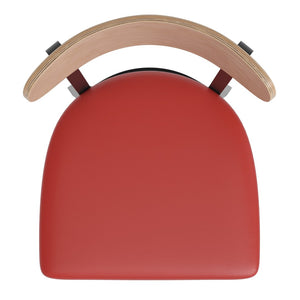 English Elm Wright Commercial Dining Chair - Durable Steel Frame, Comfortable Vinyl Seat, Modern Boomerang Design Natural Birch Wood Back/Red Vinyl Seat XU-DG6V5RDV-NAT-GG