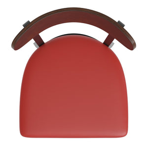 English Elm Wright Commercial Dining Chair - Durable Steel Frame, Comfortable Vinyl Seat, Modern Boomerang Design Walnut Wood Back/Red Vinyl Seat XU-DG6V5RDV-WAL-GG