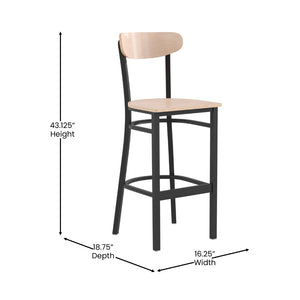 English Elm Wright Commercial Barstool - Heavy-Duty Steel Frame, Comfortable Vinyl Seat, Ideal for Bars & Cafes Natural Birch XU-DG6V6B-NAT-GG