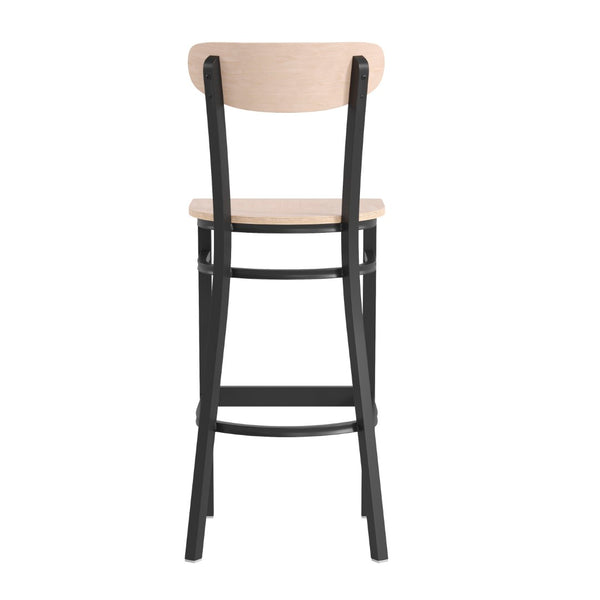 English Elm Wright Commercial Barstool - Heavy-Duty Steel Frame, Comfortable Vinyl Seat, Ideal for Bars & Cafes Natural Birch XU-DG6V6B-NAT-GG