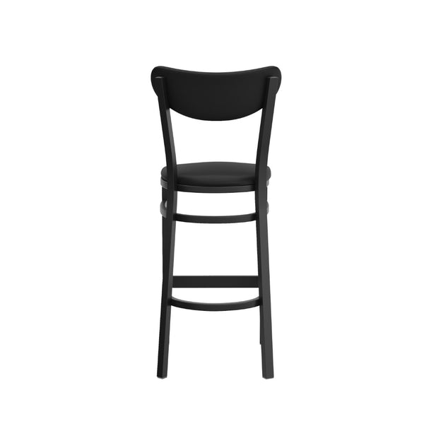 English Elm Wright Commercial Barstool - 500 LB Capacity, Sleek Black Steel Frame & Cushioned Vinyl Seat for Comfort XU-DG6V6BKV-BK-GG