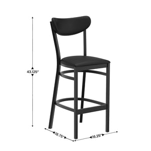 English Elm Wright Commercial Barstool - 500 LB Capacity, Sleek Black Steel Frame & Cushioned Vinyl Seat for Comfort XU-DG6V6BKV-BK-GG