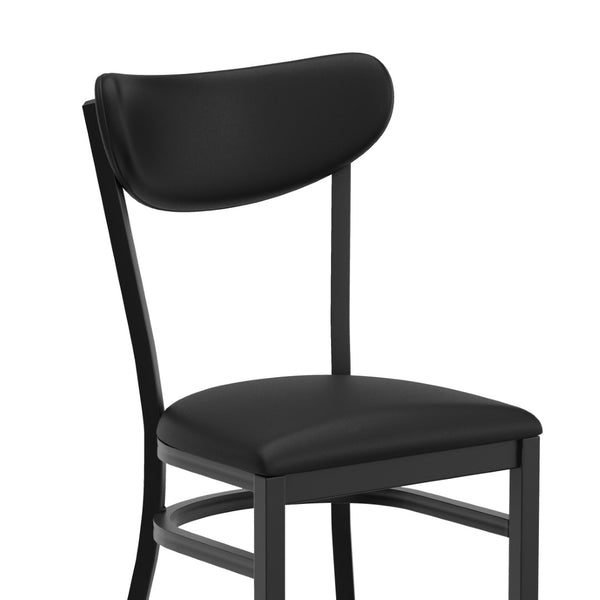 English Elm Wright Commercial Barstool - 500 LB Capacity, Sleek Black Steel Frame & Cushioned Vinyl Seat for Comfort XU-DG6V6BKV-BK-GG