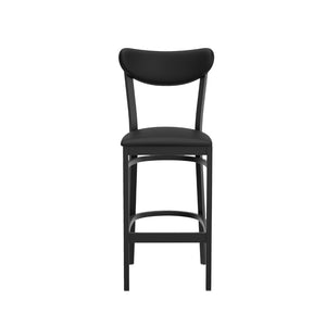 English Elm Wright Commercial Barstool - 500 LB Capacity, Sleek Black Steel Frame & Cushioned Vinyl Seat for Comfort XU-DG6V6BKV-BK-GG