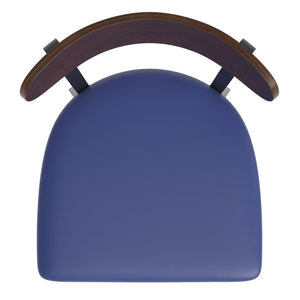 English Elm Wright Commercial Barstool - Heavy-Duty Steel Frame, Comfortable Vinyl Seat, Ideal for Bars & Cafes Walnut Wood Back/Blue Vinyl Seat XU-DG6V6BLV-WAL-GG