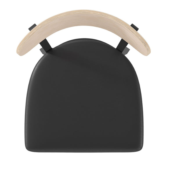 English Elm Wright Commercial Barstool - Heavy-Duty Steel Frame, Comfortable Vinyl Seat, Ideal for Bars & Cafes Natural Birch Wood Back/Black Vinyl Seat XU-DG6V6BV-NAT-GG