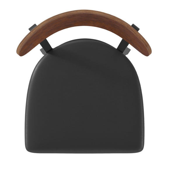 English Elm Wright Commercial Barstool - Heavy-Duty Steel Frame, Comfortable Vinyl Seat, Ideal for Bars & Cafes Walnut Wood Back/Black Vinyl Seat XU-DG6V6BV-WAL-GG