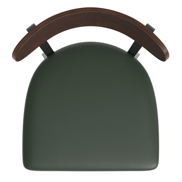 English Elm Wright Commercial Barstool - Heavy-Duty Steel Frame, Comfortable Vinyl Seat, Ideal for Bars & Cafes Walnut Wood Back/Green Vinyl Seat XU-DG6V6GNV-WAL-GG