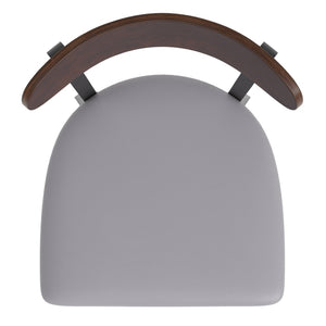 English Elm Wright Commercial Barstool - Heavy-Duty Steel Frame, Comfortable Vinyl Seat, Ideal for Bars & Cafes Walnut Wood Back/Gray Vinyl Seat XU-DG6V6GYV-WAL-GG