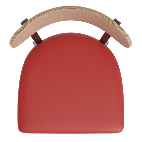 English Elm Wright Commercial Barstool - Heavy-Duty Steel Frame, Comfortable Vinyl Seat, Ideal for Bars & Cafes Natural Birch Wood Back/Red Vinyl Seat XU-DG6V6RDV-NAT-GG