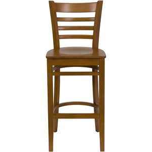 English Elm HERCULES Series Ladder Back Barstool - Elegant Cherry Wood Design with Comfortable Padded Seat Cherry Wood Seat/Cherry Wood Frame XU-DGW0005BARLAD-CHY-GG