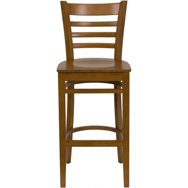 English Elm HERCULES Series Ladder Back Barstool - Elegant Cherry Wood Design with Comfortable Padded Seat Cherry Wood Seat/Cherry Wood Frame XU-DGW0005BARLAD-CHY-GG